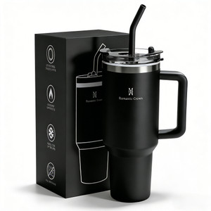 ROMANTIC CROWN Copo Térmico Inox Portátil 1200ml/600ml com Tampa e Canudo Garrafa Térmica Inoxidável