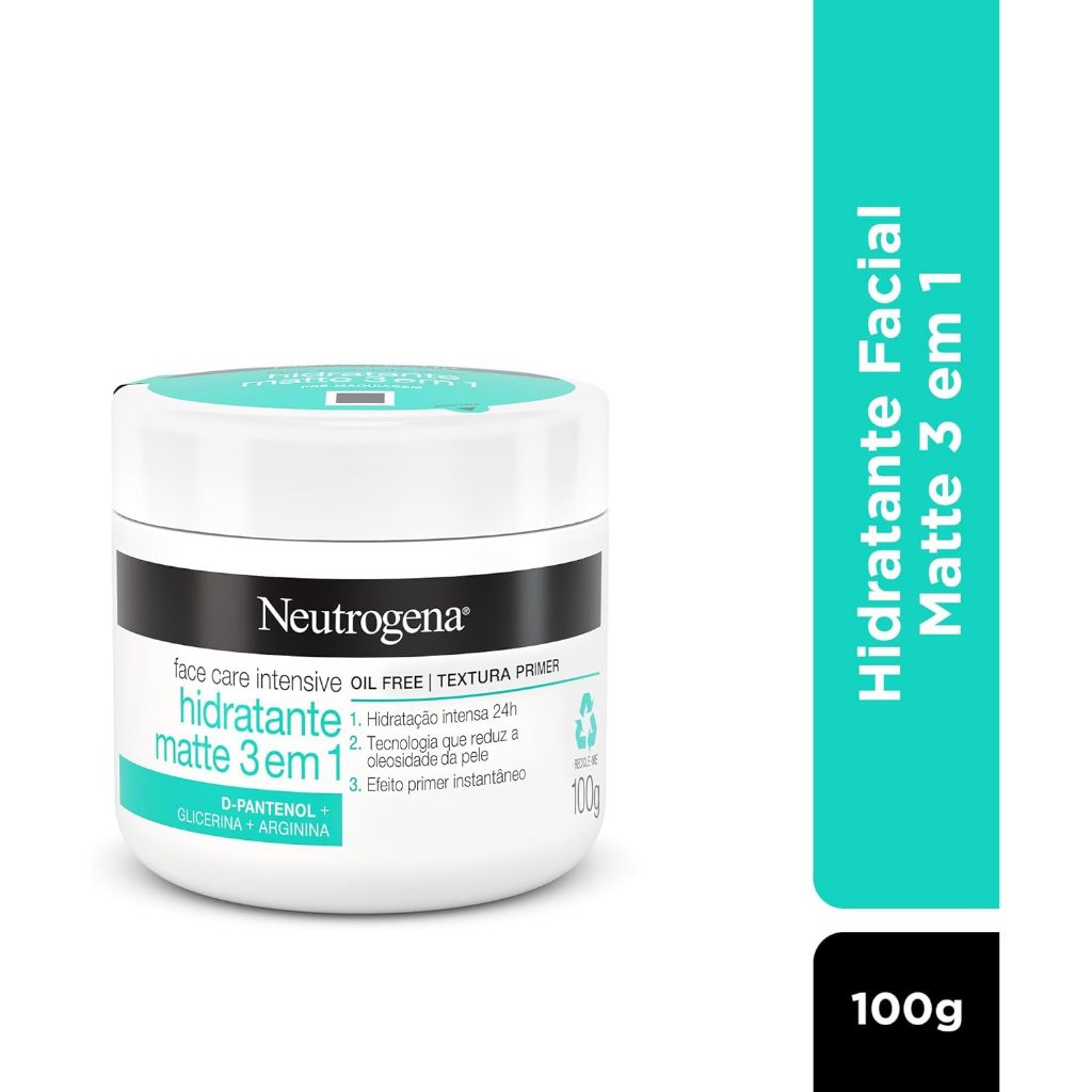 Creme Hidratante Facial Neutrogena Face Care Intensive Matte 3 em 1 com Controle de Oleosidade 100g em Oferta na Shopee