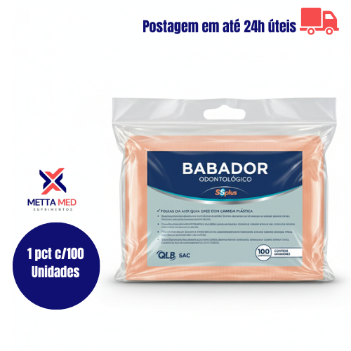 Babador Odontológico Descartável Impermeável Cor Salmão c/100 - kit 200, 300, 400 e 600 Unidades