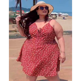 Vestido Macaquinho Plus Size Forrado Ajustável Verão Soltinho Tamanhos G1 G3 G5 em Oferta na Shopee