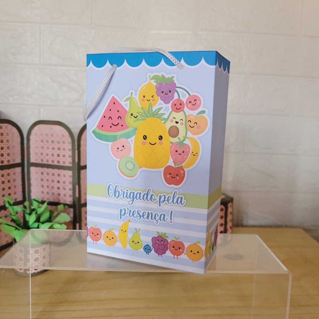 Sacolinha Surpresa Personalizada Frutinhas Azul Menino Lembrancinha de Aniversário Sacola Pegue e monte Envio Rápido
