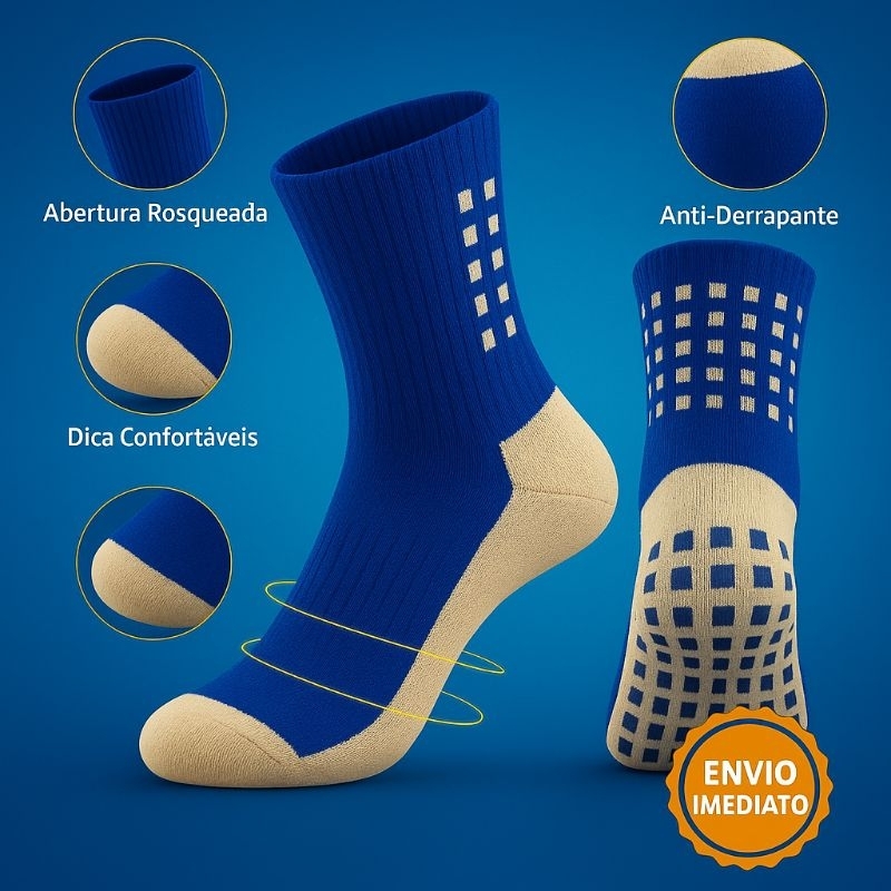 Meia Esportiva Antiderrapante Profissional Futebol Academia Alta Performance