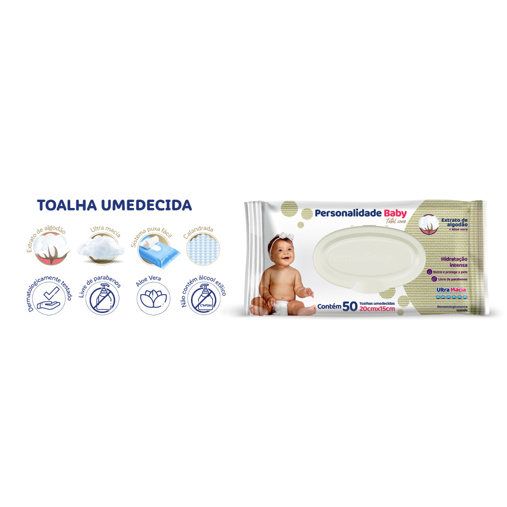 Kit 6 Pacotes C/50un de Toalhas Umedecidas Personalidade Baby