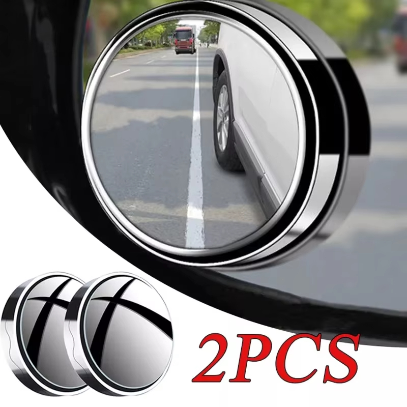 Montagem de Ventosa do carro Espelho Retrovisor Auxiliar Rotação de 360 Graus Grande angular Quadro Redondo Espelho 2Pcs