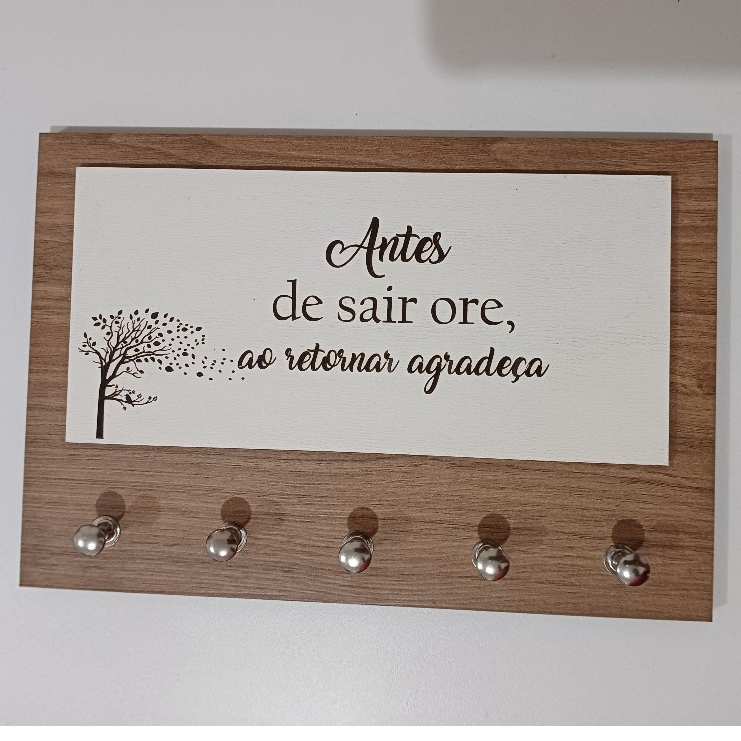 Porta Chaves 5 Ganchos  Decoração em mdf amadeirado parede em Oferta na Shopee