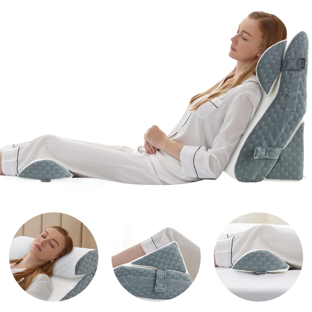Travesseiros Cunha Anti Refluxo Encosto Pós Operatório 4pcs 20 em 1 Espuma Viscoelástica 30D Ajustável Lavável