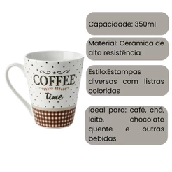 Caneca Cerâmica 350ml Café Chá Coffee Love Home Quente Branca Qualidade Micro-ondas Calor Atual