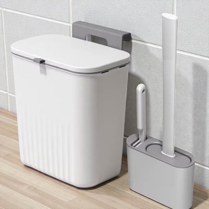 kit banheiro lixeira suspensa+Escova de Silicone p/Vaso Sanitário 2em1 Base de Banheiro Privada-acessorios para banheiro em Oferta na Shopee