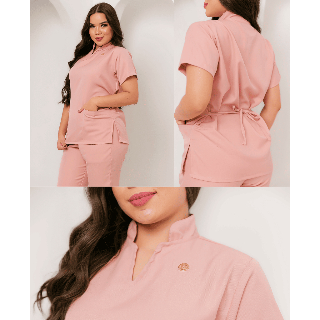 Conjunto Pijama Cirurgico Feminino Hospitalar Gabardine Poliester Não Amassa Para Estetica Clinica