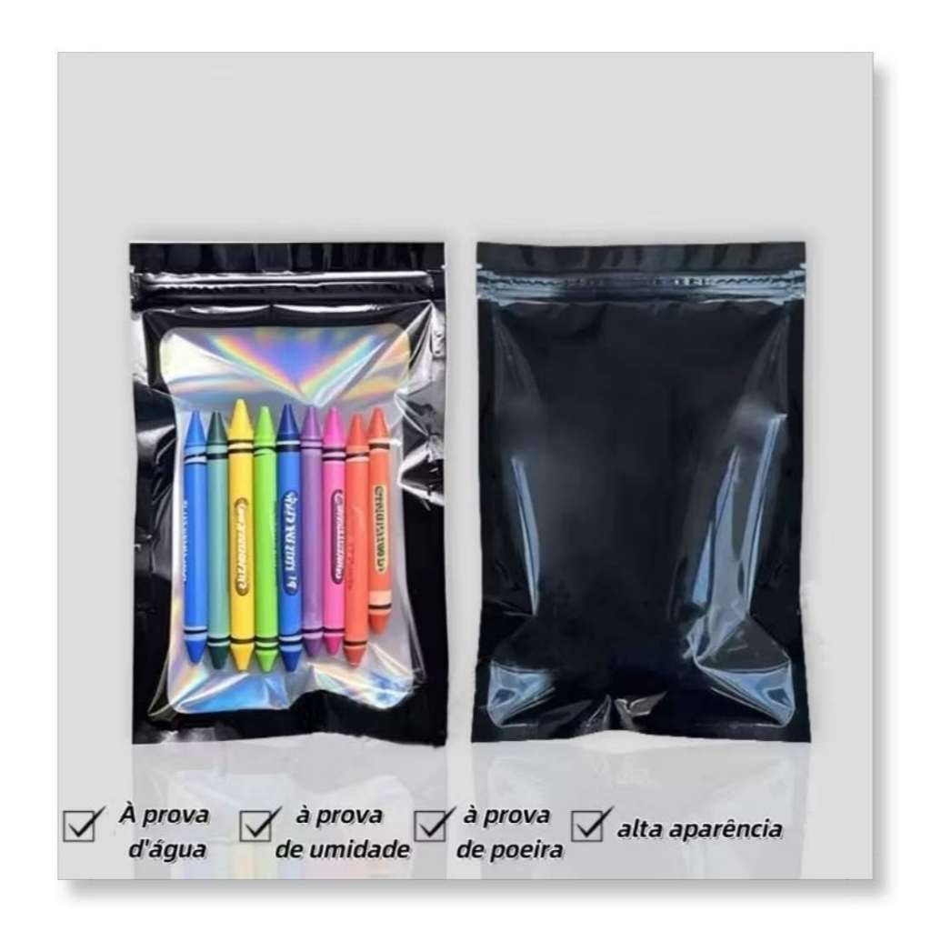 Saco Zip Lock Holográfico 50 unidades em Oferta na Shopee
