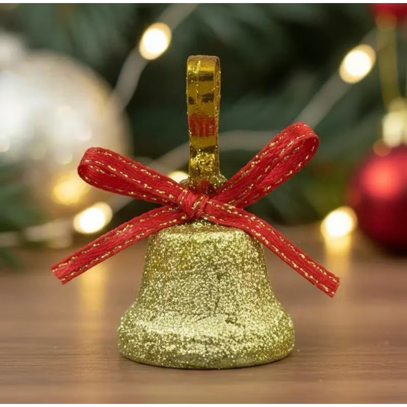 ENFEITE LAÇO COM SINO | 12 PEÇAS | TAM.: 3CM | DOURADO | DECORAÇÃO ÁRVORE DE NATAL | PAPAI NOEL | ANO NOVO | SININHOS