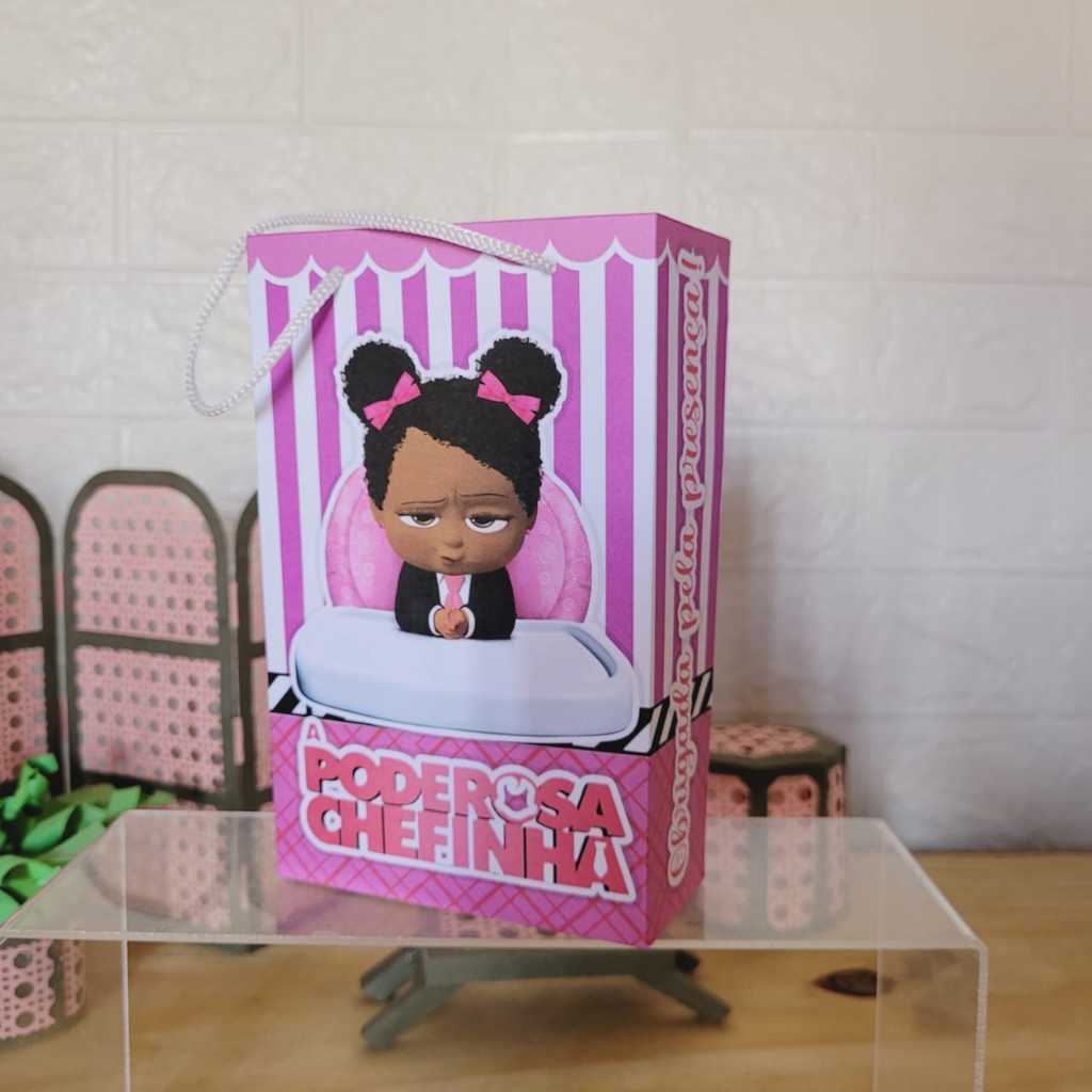 Sacolinha Festa  Personalizada Poderosa Chefinha Menina Negra Morena Lembrancinha de Aniversário Sacola  Envio Rápido