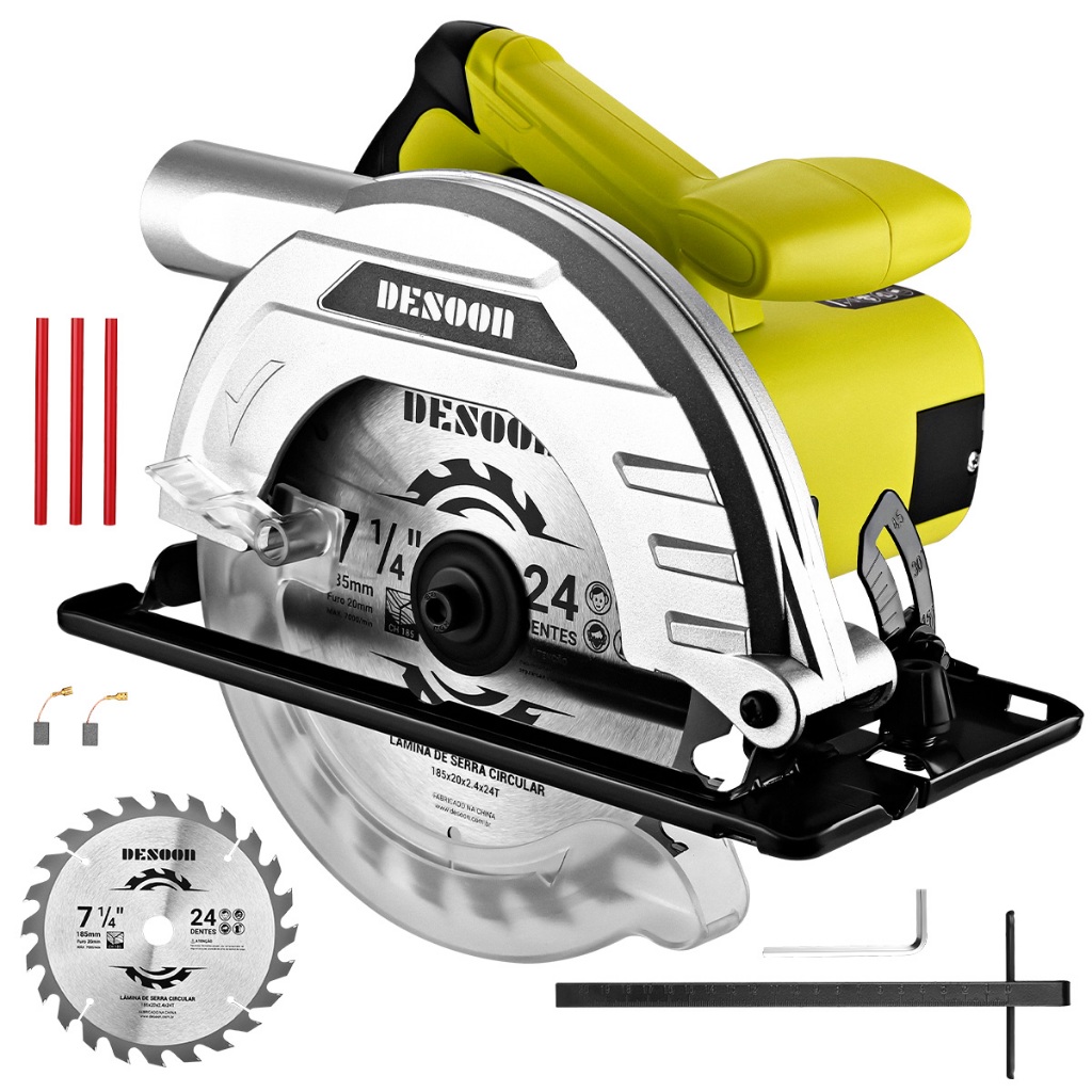 Serra Circular Elétrica 1400w Profissional 5500rpm Com Lápis Disco 185mm E Guia Para Carpinteiro Marceneiro Desoon em Oferta na Shopee