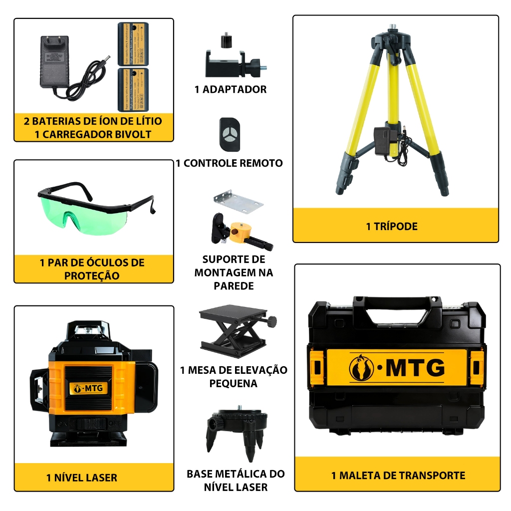 Nível Laser Profissional 16 Linhas Verde 360° 4D Autonivelante 3D para Construção Civil e Reforma Precisão ±1.5mm/5m · foto 2