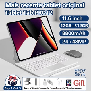 Tablet PRO12 12GB+512 GB HD 11.6inch Polegadas Tela Grande PC Android Dual SIM Card WIFI Online 4G em Oferta na Shopee