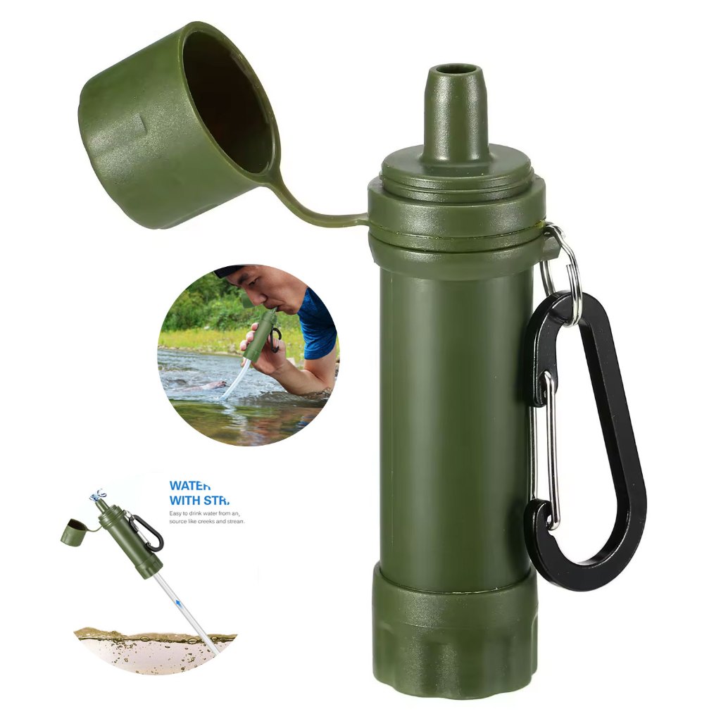 Canudo de purificação de água ao ar livre, purificador de água potável direto de emergência, filtro portátil