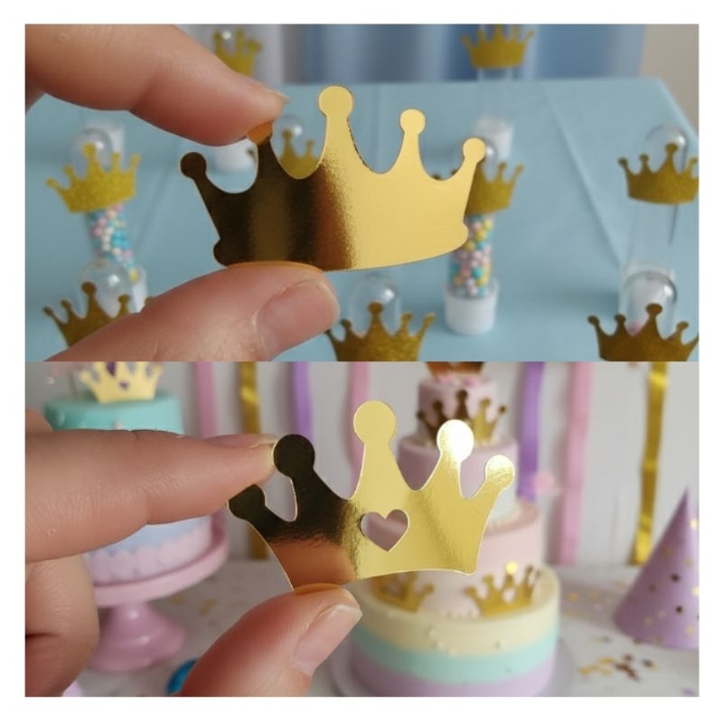 Aplique Coroa Dourada Princesa / Príncipe - tubete caixa acrílica personalizados