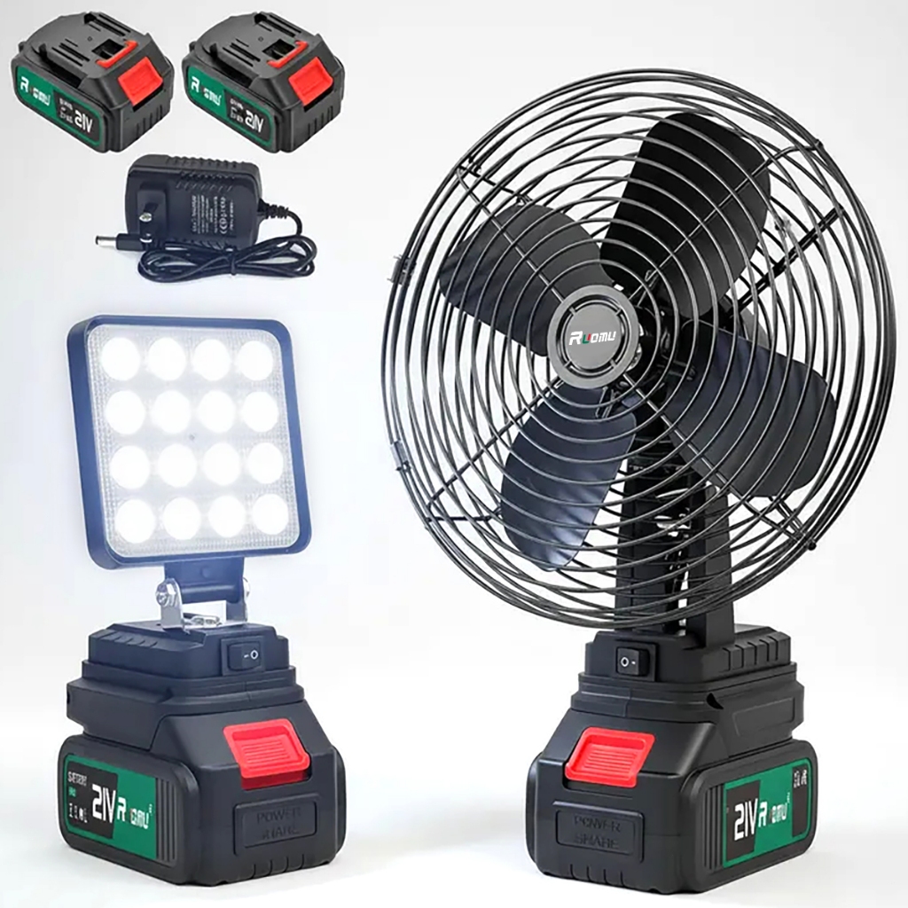 Kit Ventilador Portatil 8'' 30w + Luz Led Portatil 4'' Luz 2 Baterias