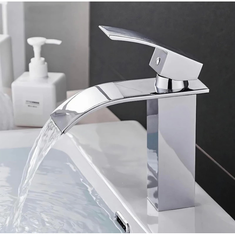 Torneira Banheiro Monocomando Cascata Bica Baixa Prata Luxo de Metal 304 Inox Cromada em Oferta na Shopee