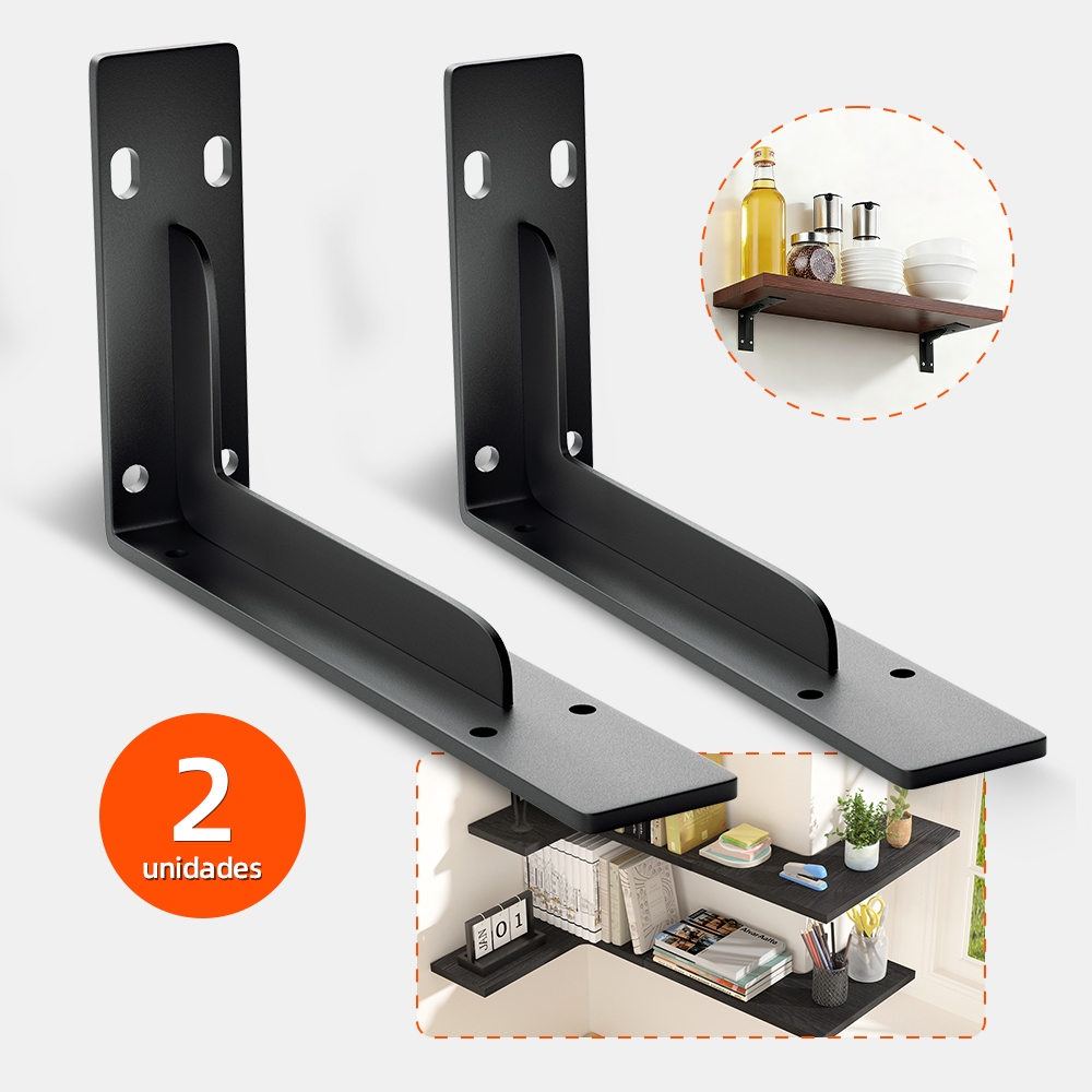 2 Pcs Mão Francesa Suporte Cantoneira Reforçada Cantoneira Preto 39cm 30cm 24cm Espessado Capacidade 150 kg em Oferta na Shopee