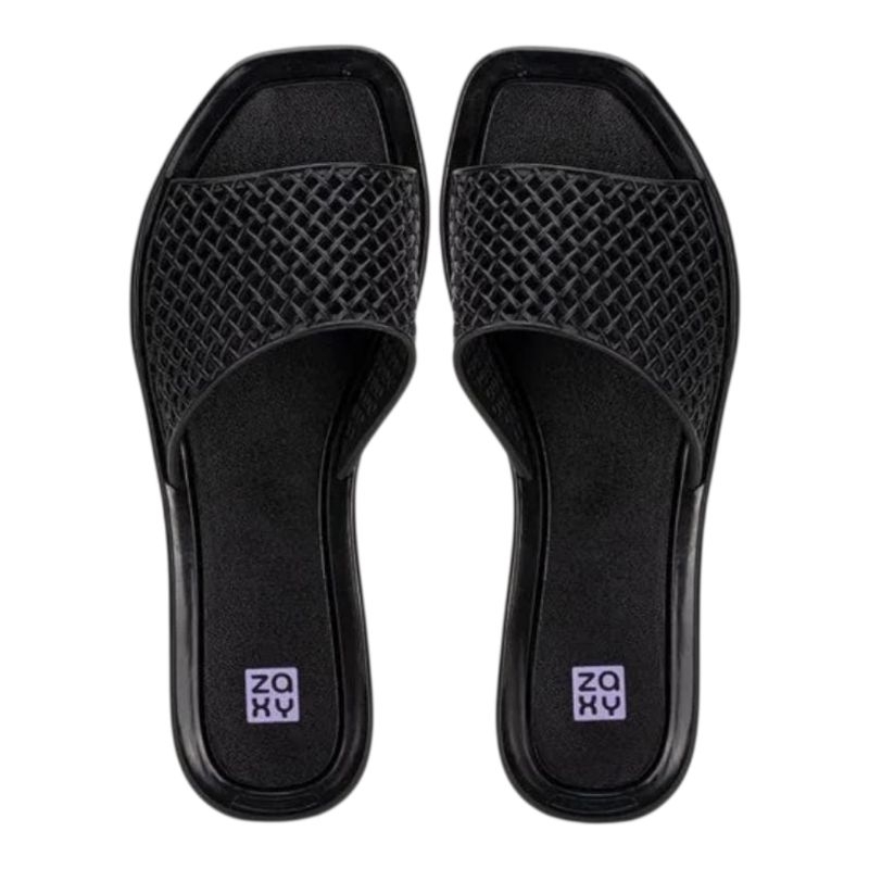 Chinelo Feminino Slide Mesh Zaxy 19125 Preto-Rosa