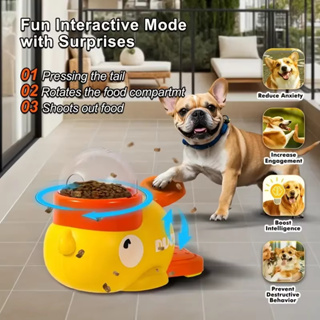 Dispensador Interativo De Comida Para Pets Em Forma De Pato Amarelo, Brinquedo Automático Para Cães E Gatos em Oferta na Shopee