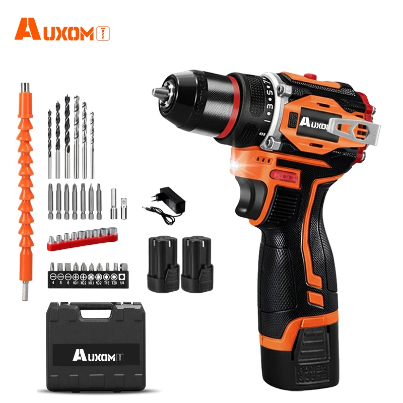 AUXOM Brushless Parafusadeira Furadeira 16.8V 2 Baterias Com Maleta