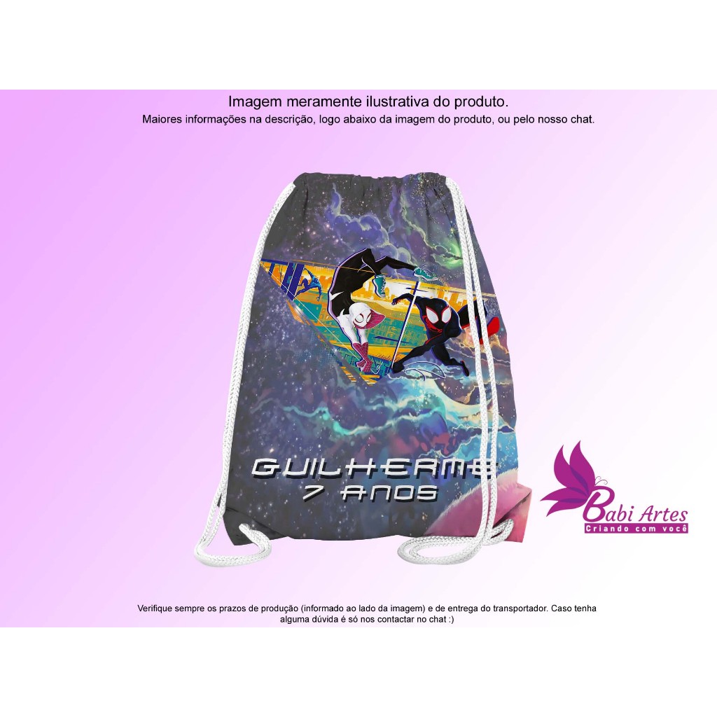 Mochilinha Personalizada Homem Aranha Aranhaverso  Festa Aniversário Lembrancinha Saquinho Infantil