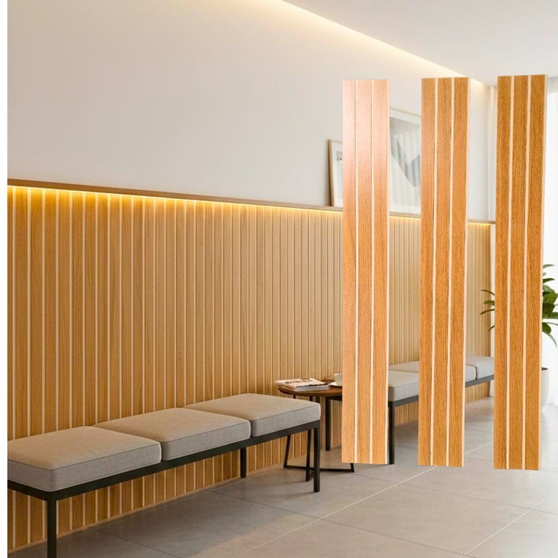 KIT de 10 à 15 Revestimento Painel 90X11 De Parede Ripado MDF Autocolante  Perfil em Oferta na Shopee
