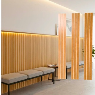 KIT de 10 à 15 Revestimento Painel 90X11 De Parede Ripado MDF Autocolante  Perfil em Oferta na Shopee