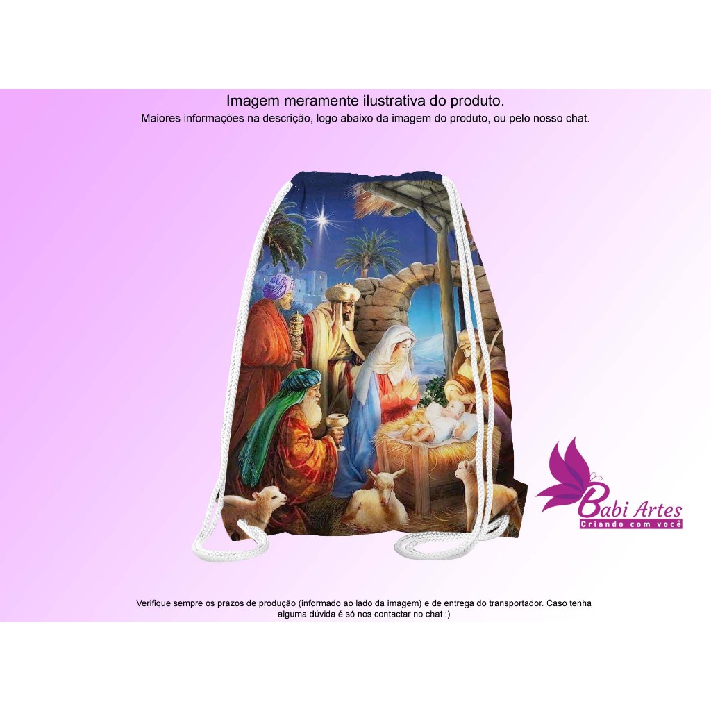 Mochilinhas Saco Personalizadas Presépio de Natal Festa Aniversário Lembrancinha Saquinho Infantil