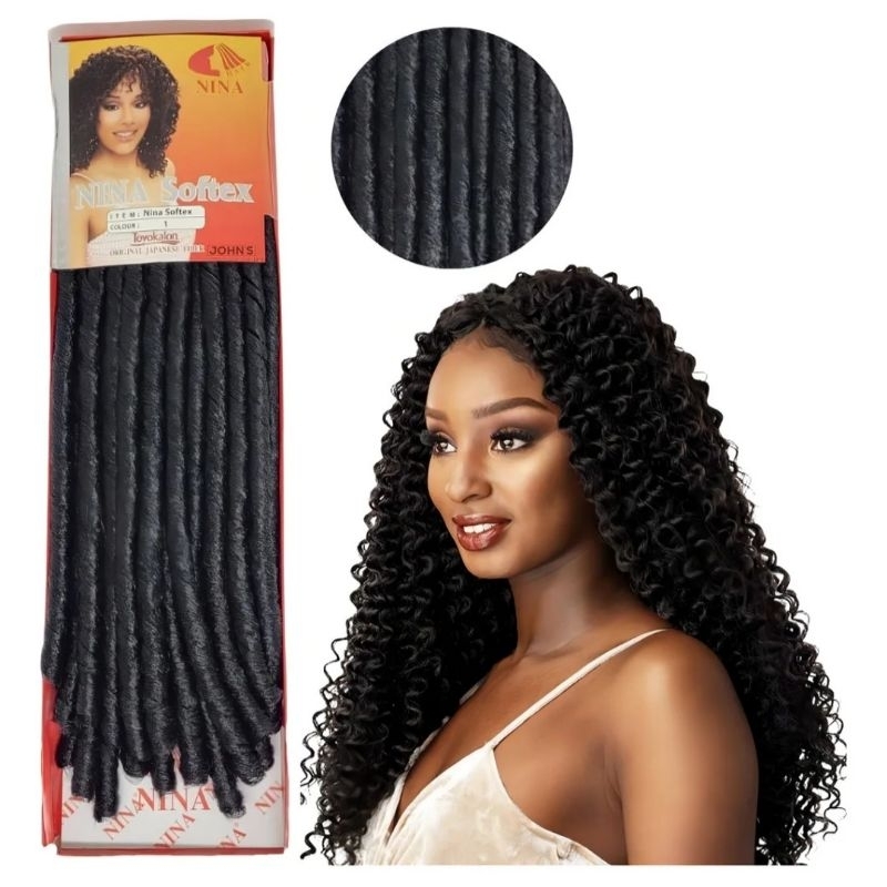 Cabelo Cacheado Original Nina Softex Crochet Braids Fibra Sintética preto