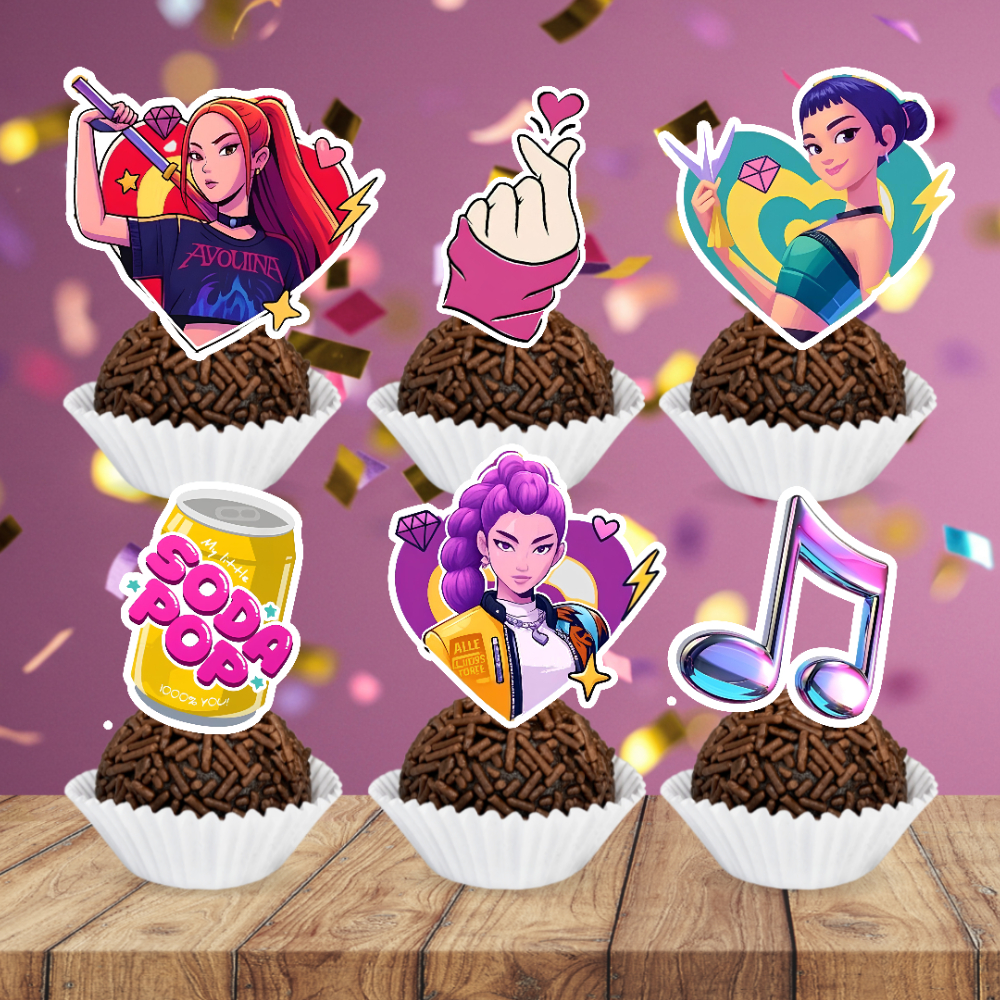 Toppers Tags Docinhos Brigadeiro Doces Guerreiras do Kpop em Oferta na Shopee