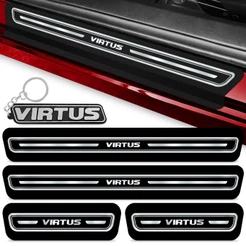 Kit Soleira Porta Virtus 2015 A 2022 Preto Cromado Chaveiro