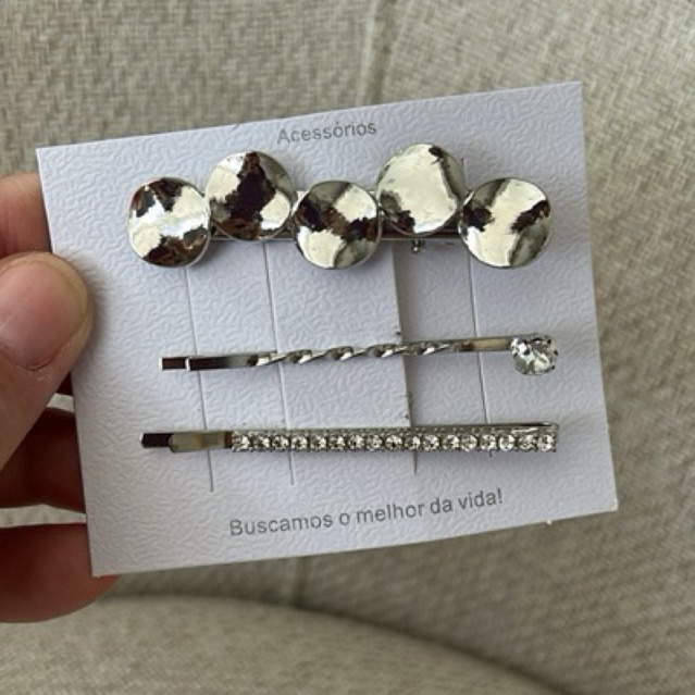 Kit  3 Presilhas Femininas Luxo | Folhas e Strass | Bico de pato e grampos | Acessórios para Cabelo Elegantes em Oferta na Shopee