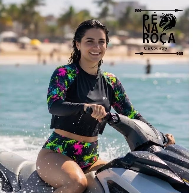 Conjunto Cropped Luna com calcinha biquini de cós alto Pé na Roça Cia Country 114 em Oferta na Shopee