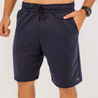 Bermuda Masculina Moletinho de Cordão Lisa Cós Elástico Casual em Oferta na Shopee