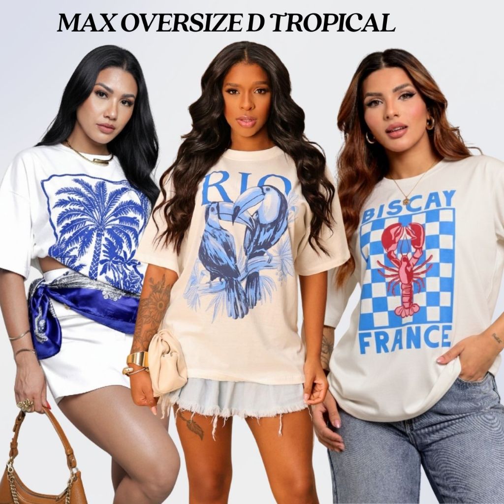 Max Blusão Feminino Diversas Estampas Tropical 100% Algodão  ENVIO IMEDIATO em Oferta na Shopee