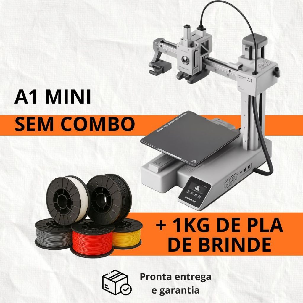 Impressora 3D Bambu Lab A1 Mini - SEM Combo + 1 Kg de Filamento de Brinde