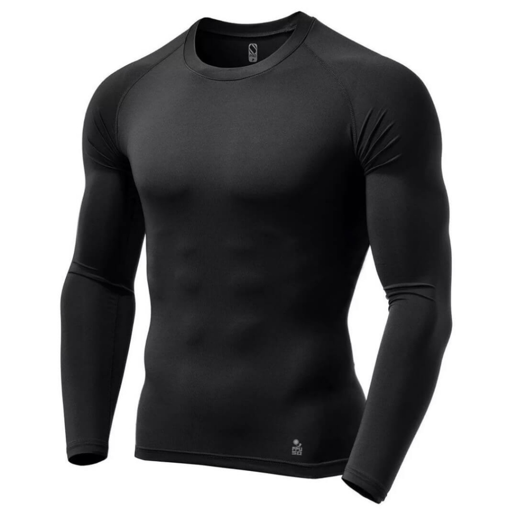 Camiseta Longa de Compressão Justa Rash Guard Jiujitsu Natação Luta Academia