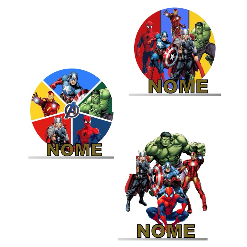 Kit 06 a 20 Display Centro de Mesa Vingadores adulto Colorido Adesivado, Lembrancinha Personalizado Com Nome Mdf em Oferta na Shopee