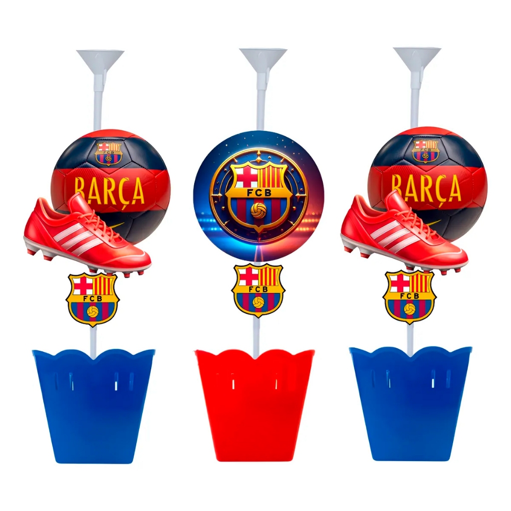Kit 10 Centro De Mesa Futebol Barcelona Campo Bola Festa