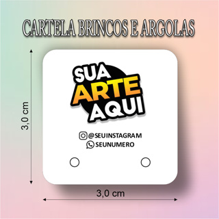 CARTELA TAG BRINCOS E ARGOLAS PERSONALIZADA 3X3 em Oferta na Shopee