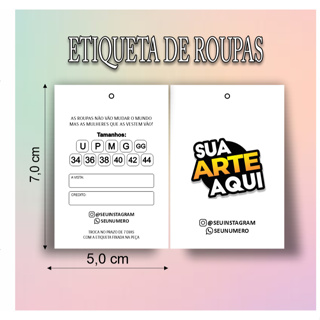 Etiquetas de roupas 7x5cm em Oferta na Shopee