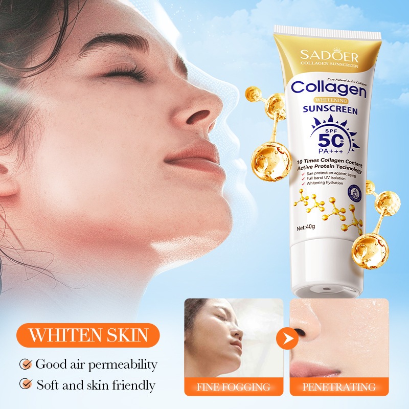 SADOER SPF 50 Protetor Solar Facial Clareador Creme De Pele Anti Envelhecimento Controle De Oleo Hideatante 40g em Oferta na Shopee