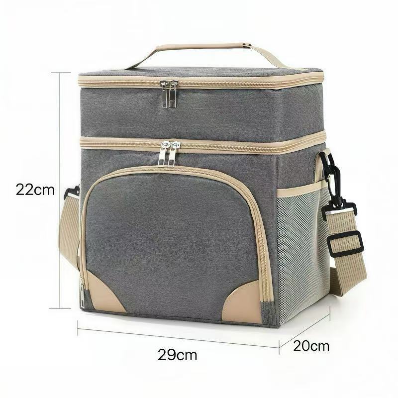 Bolsa térmica dupla camada impermeável cooler marmita lancheira viagem piquenique grande capacidade 29x20x22cm