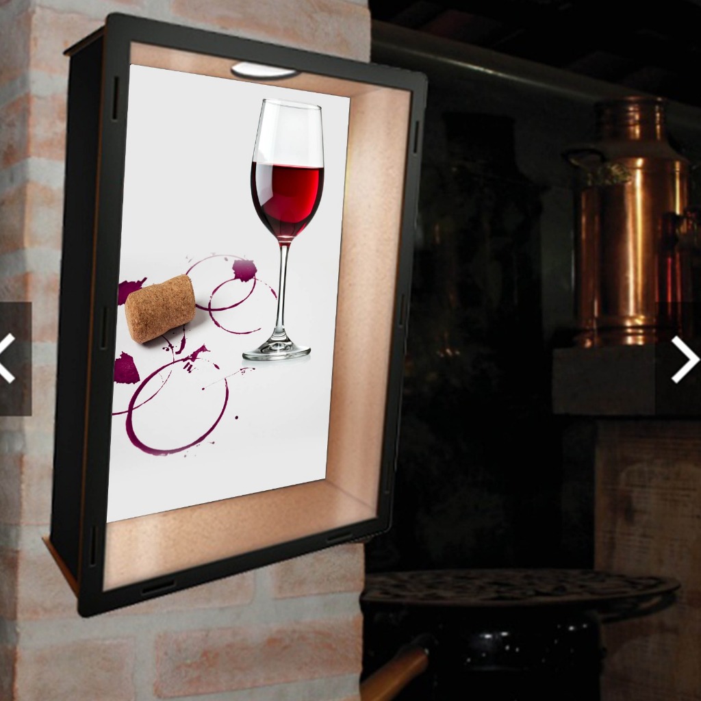 quadro porta rolhas cofre decorativo presente decoração madeira mdf vinho espumantes churrasqueira