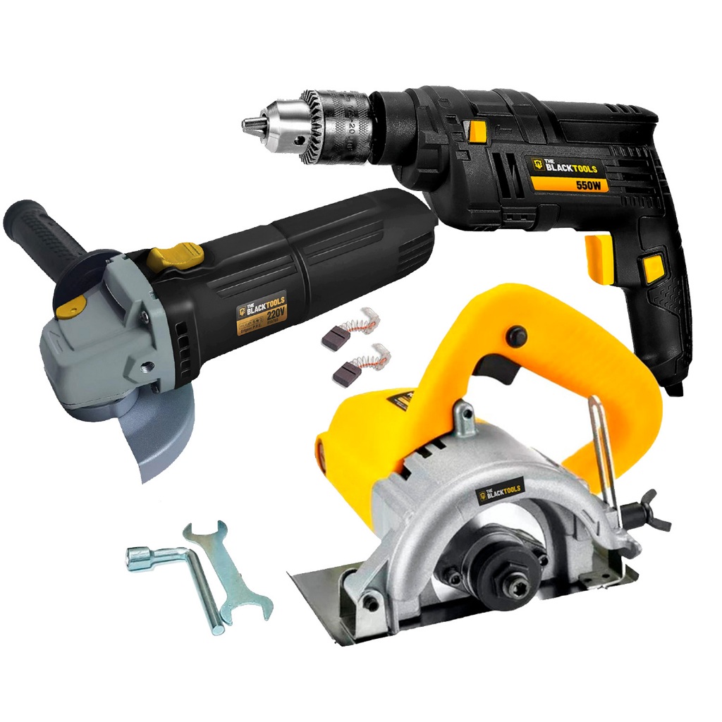 Kit De Ferramentas Serra Mármore Esmerilhadeira E Furadeira The Black Tools em Oferta na Shopee