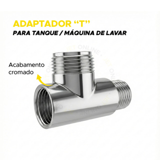 Adaptador T Para Tanque e Maquina de Lavar 1/2 Garden Tee Metal Cromado em Oferta na Shopee