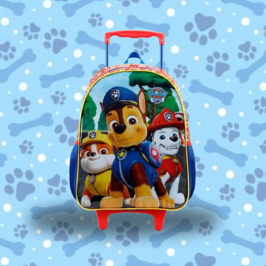 Mochila Escolar Infantil com Rodinha 14 Polegadas Paw Patrol Patrulha Canina